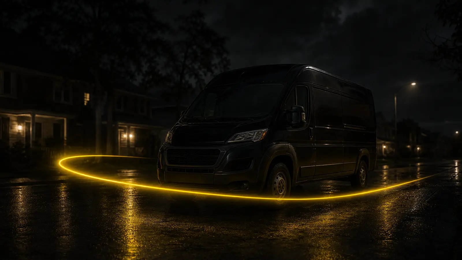All Systems Pros service van on a night dispatch